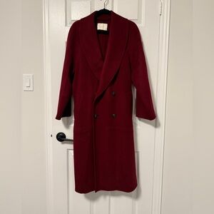 NWNT Elegant Burgundy 100% Fine Wool Coat